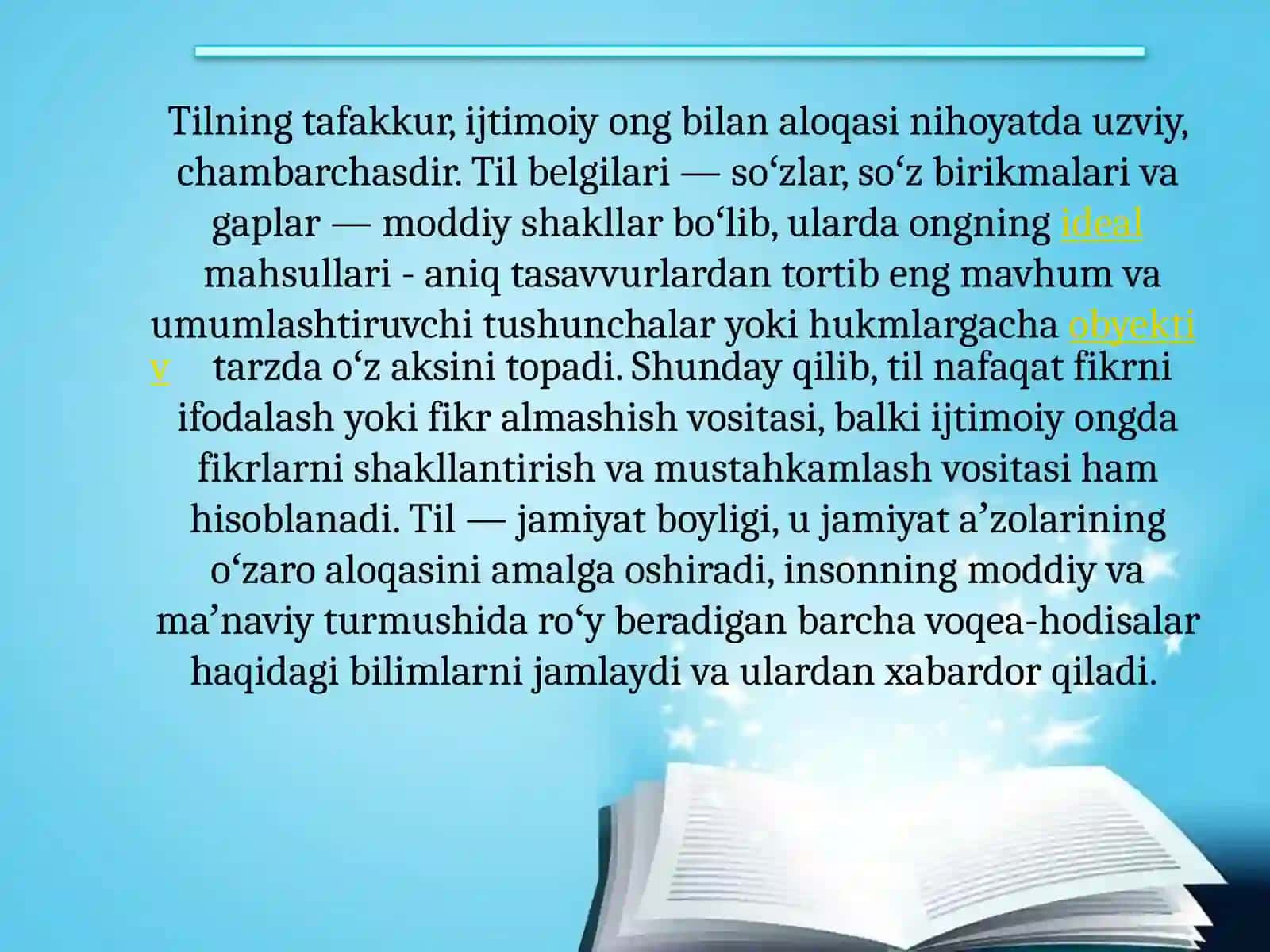 DUNYO UZRA JARANGLAYOTGAN TIL, INSON TARAQQIYOTINING TAYANCHI 2