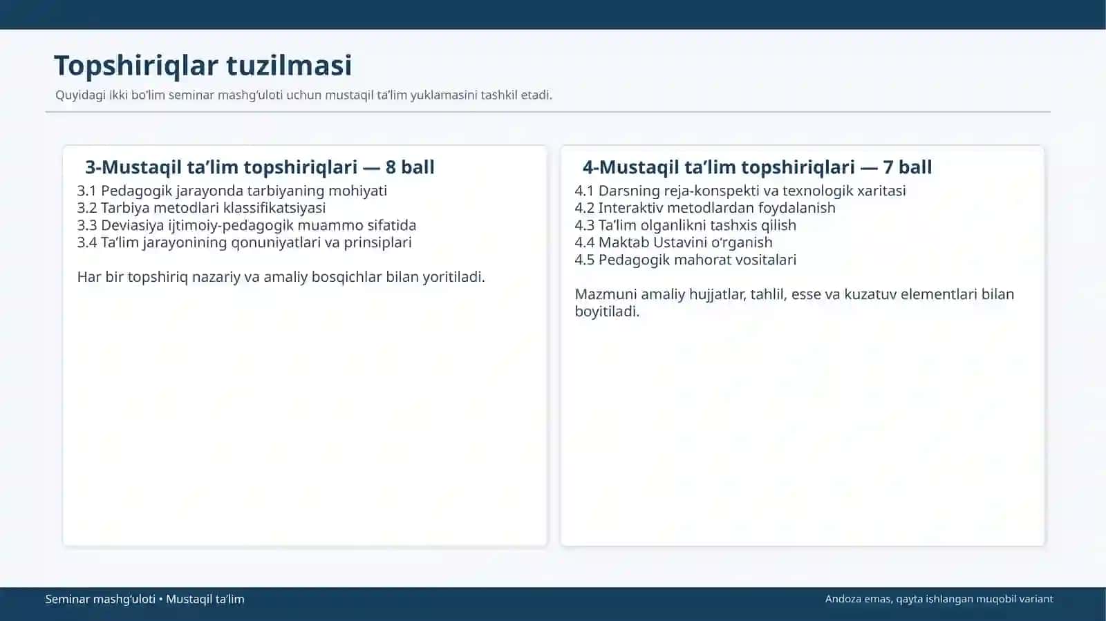 MUSTAQIL TA’LIM TOPSHIRIQLARI 2