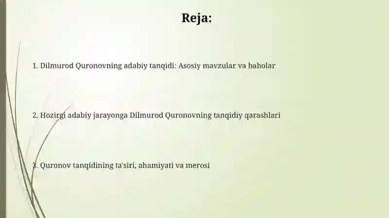 Dilmurod Quronovning ho'zirgi adabiy jarayon haqida tanqidiy maqolalari 2