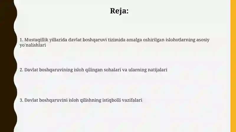 Mustaqillik yillarida davlat boshqaruv tizimida amalga oshirilgan islohotlar 2