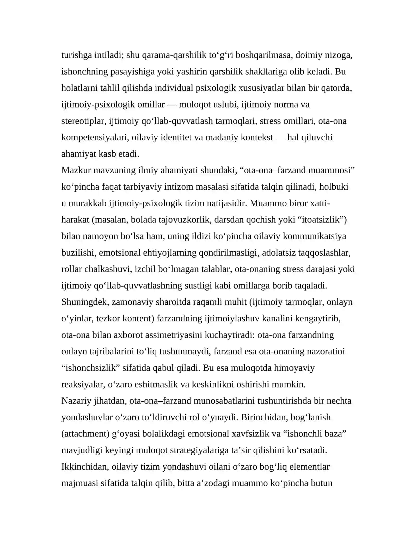 Oilada ota ona farzand munosabatlari muammolaring ijtimoiy psixologik omillari 2