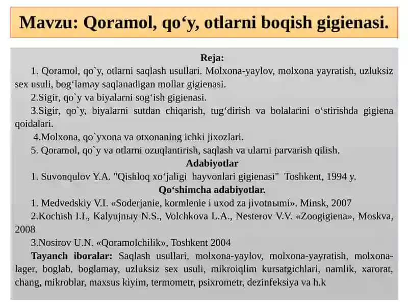 Qoramol, qo‘y, otlarni boqish gigienasi 2