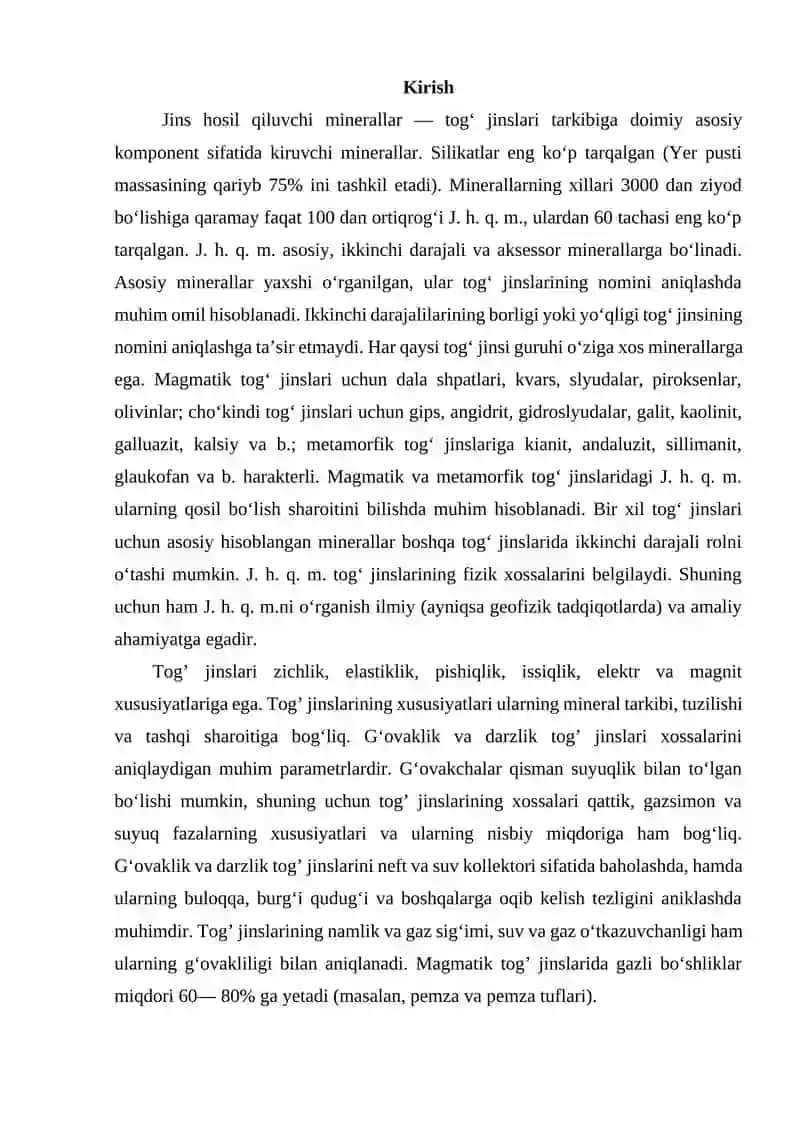 TOG‘ JINSINI HOSIL QILUVCHI MINERALLAR VA ULARNING FIZIK VA KIMYOVIY XOSSALARI 2
