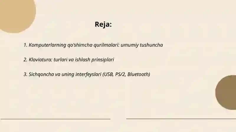 Komputerlarning qo'shimcha qurilmalari 2