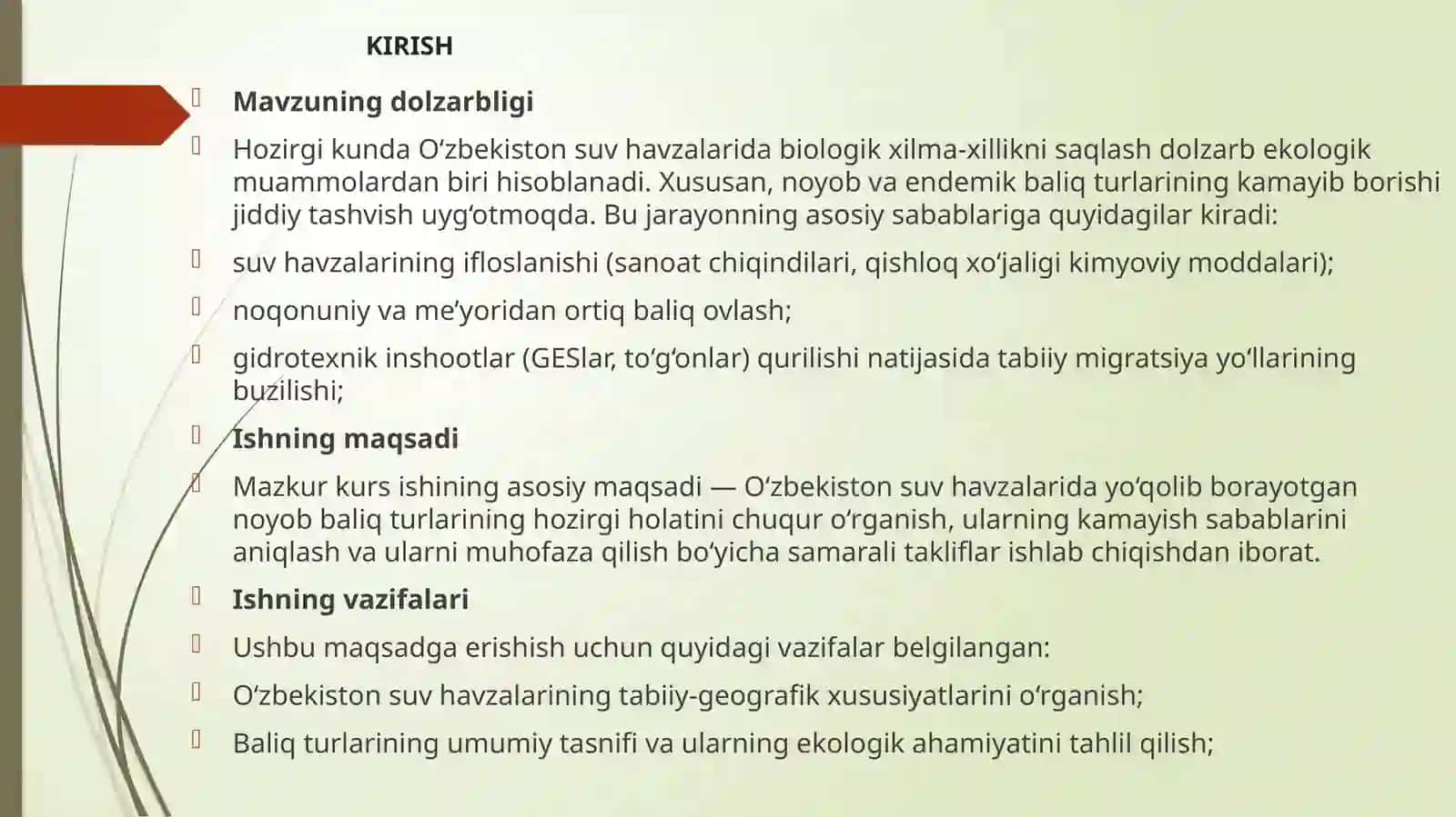 O‘zbekiston Suv Havzalarining Yuqolib Borayotgan Noyob Baliq Turlari 2