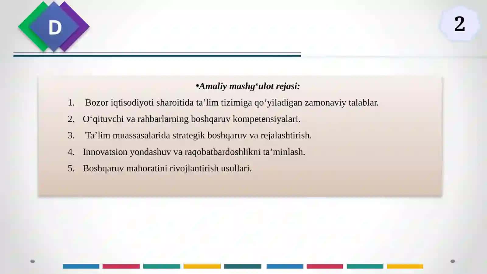 O‘QITUVCHI VA RAHBARLARDA BOZOR IQTISODIYOTI SHAROITIDA BOSHQARUV MAHORATINI SHAKLLANTIRISH 2