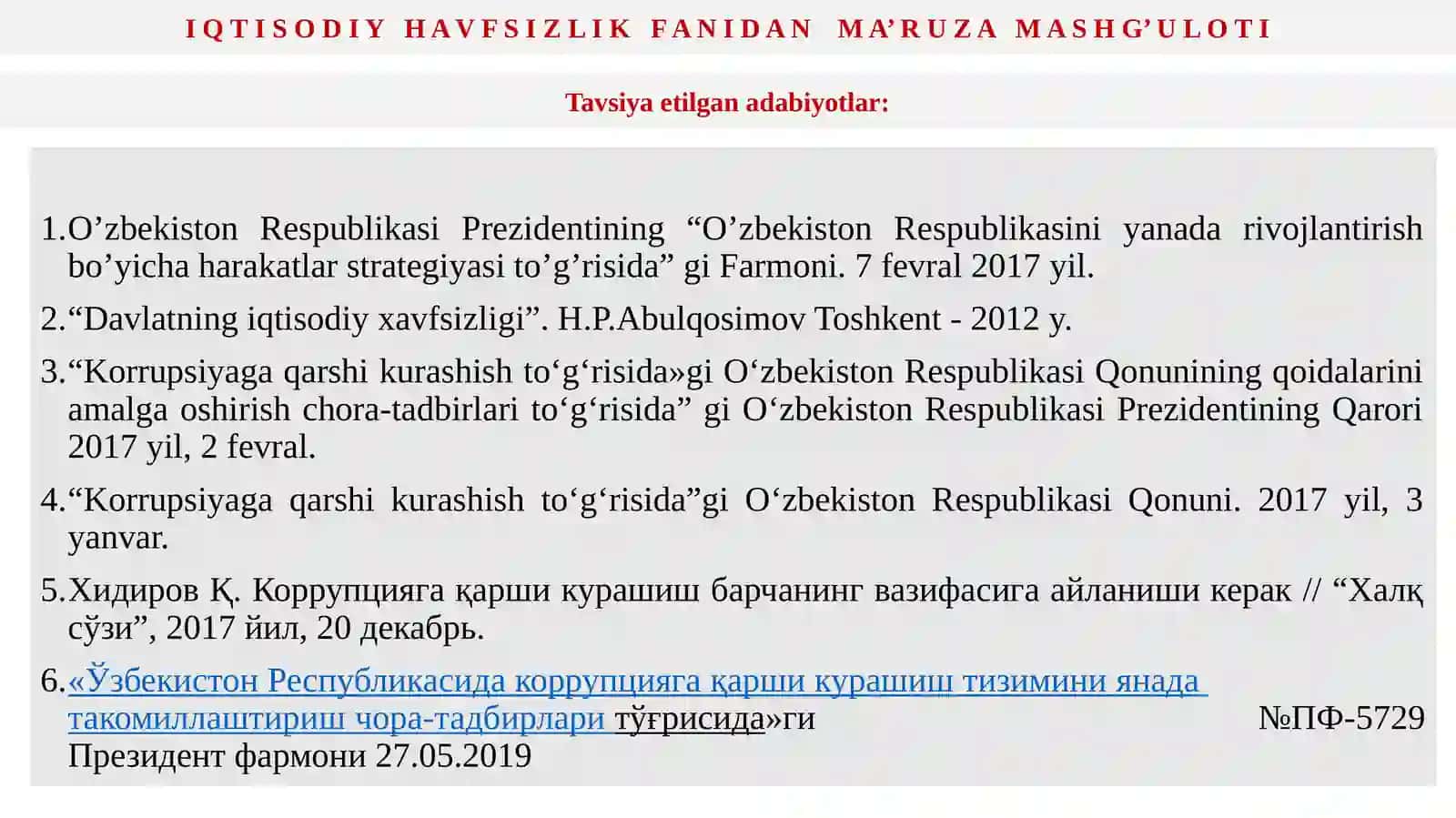 O‘ZBEKISTONDA KORRUPSIYAGA QARSHI KURASHISHNING QONUNIY VA ME’YORIY VOSITALARI 2