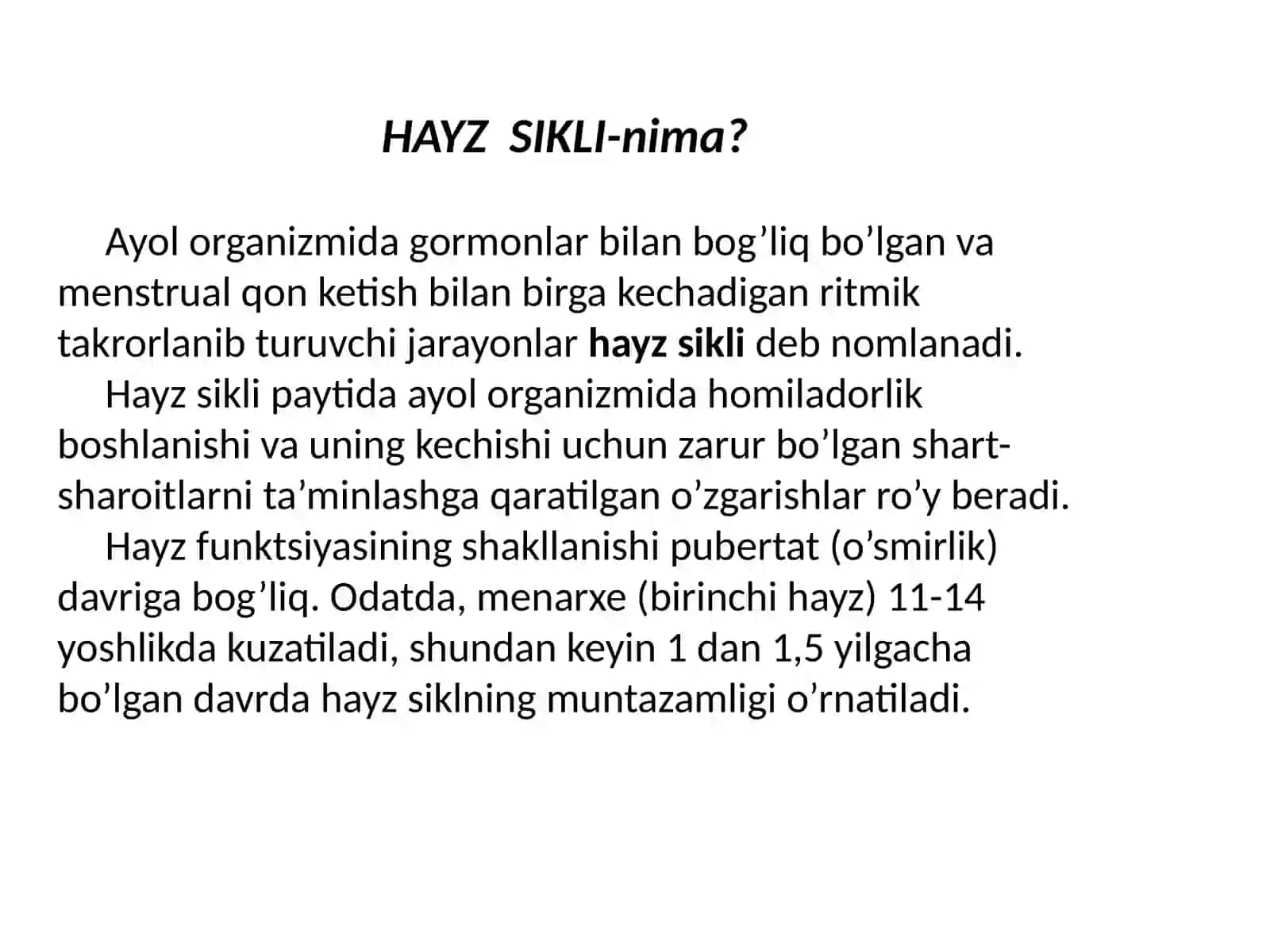 Hayz siklining buzilish sabablari. klimakterik sindrom 2
