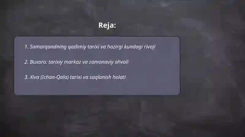 Samarqandning qadimiy tarixi va hozirgi kundagi rivoji 2