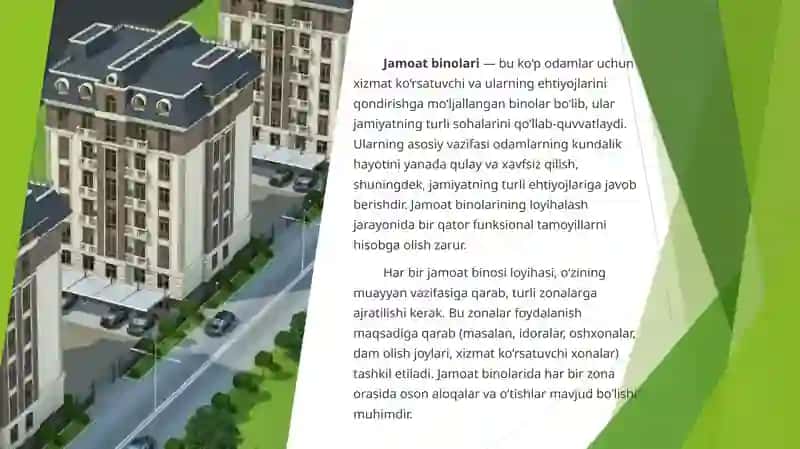 Jamoat binolarini loyihalashda me’moriy-badiiy yechimlar 2