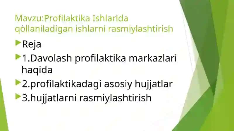 Profilaktika Ishlarida qòllaniladigan hujjatlarni rasmiylashtirish 2
