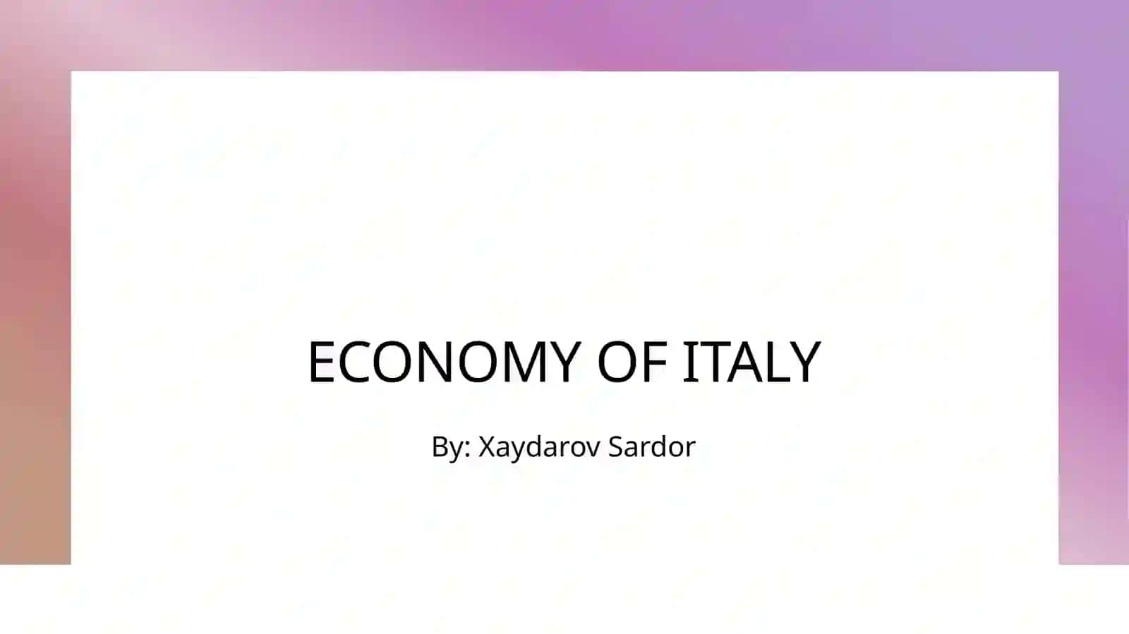 ECONOMY OF ITALY 2