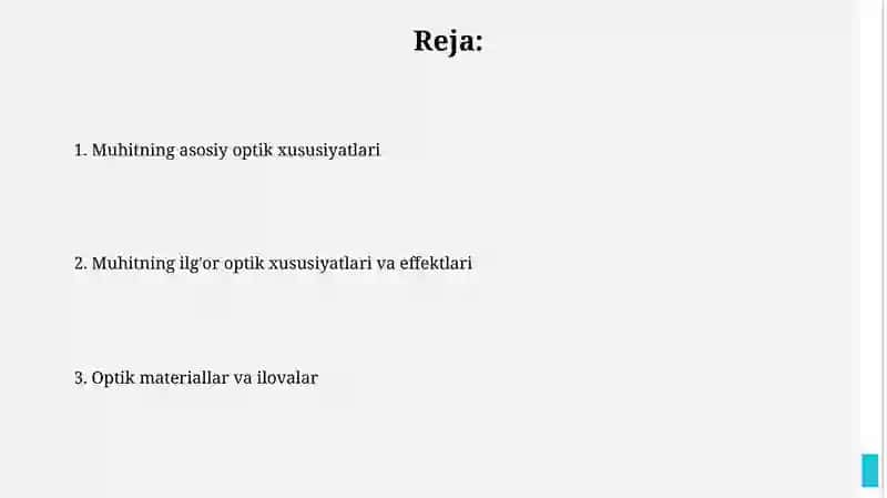 Muhitning optik xossalari 2