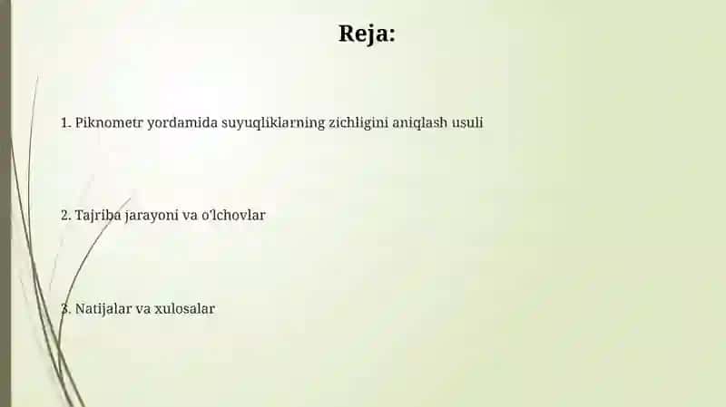 Piknometr yordamida suyuqliklarning zichligini aniqlash usuli 2