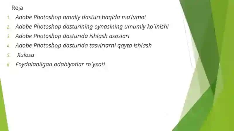 ADOBE PHOTOSHOP dasturida rasmlarni qayta ishlash 2