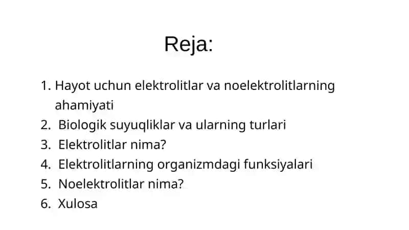 Organizmning biologik suyuqliklari elektrolit va noelektrolitlar 2