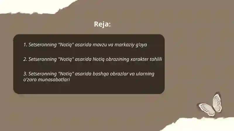 Setseronning Notiq asari 2