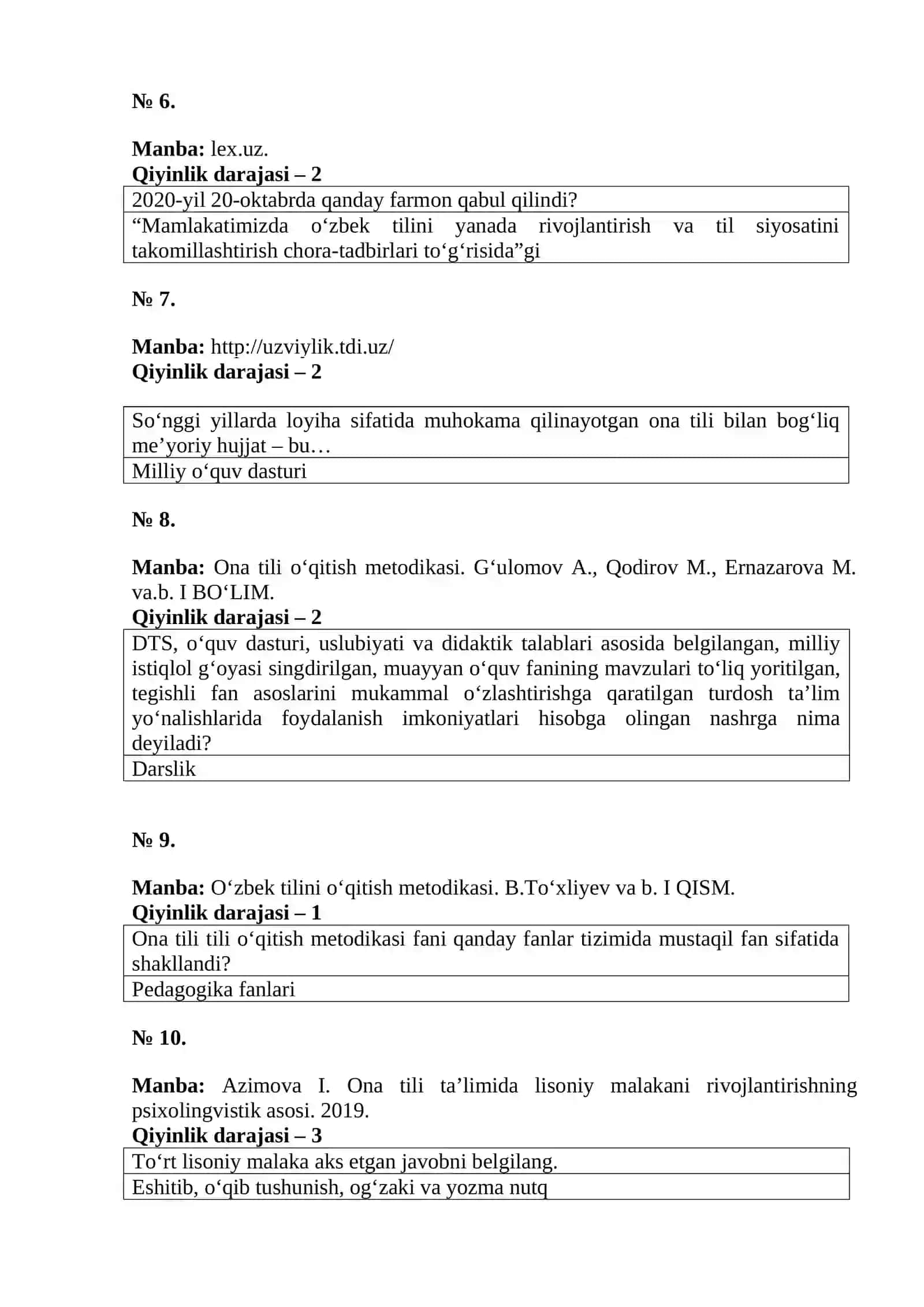 O‘zbek tilini o‘qitish metodikasi 2