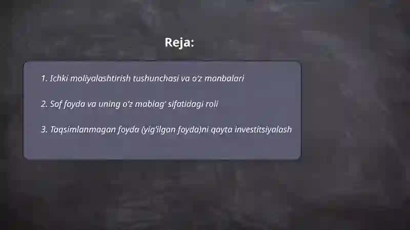 Korxonalarni moliyalashtirishning oʻz manbalari 2