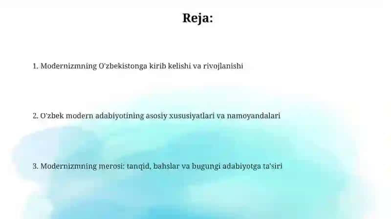 Modernizm va o'zbek adabiyoti 2