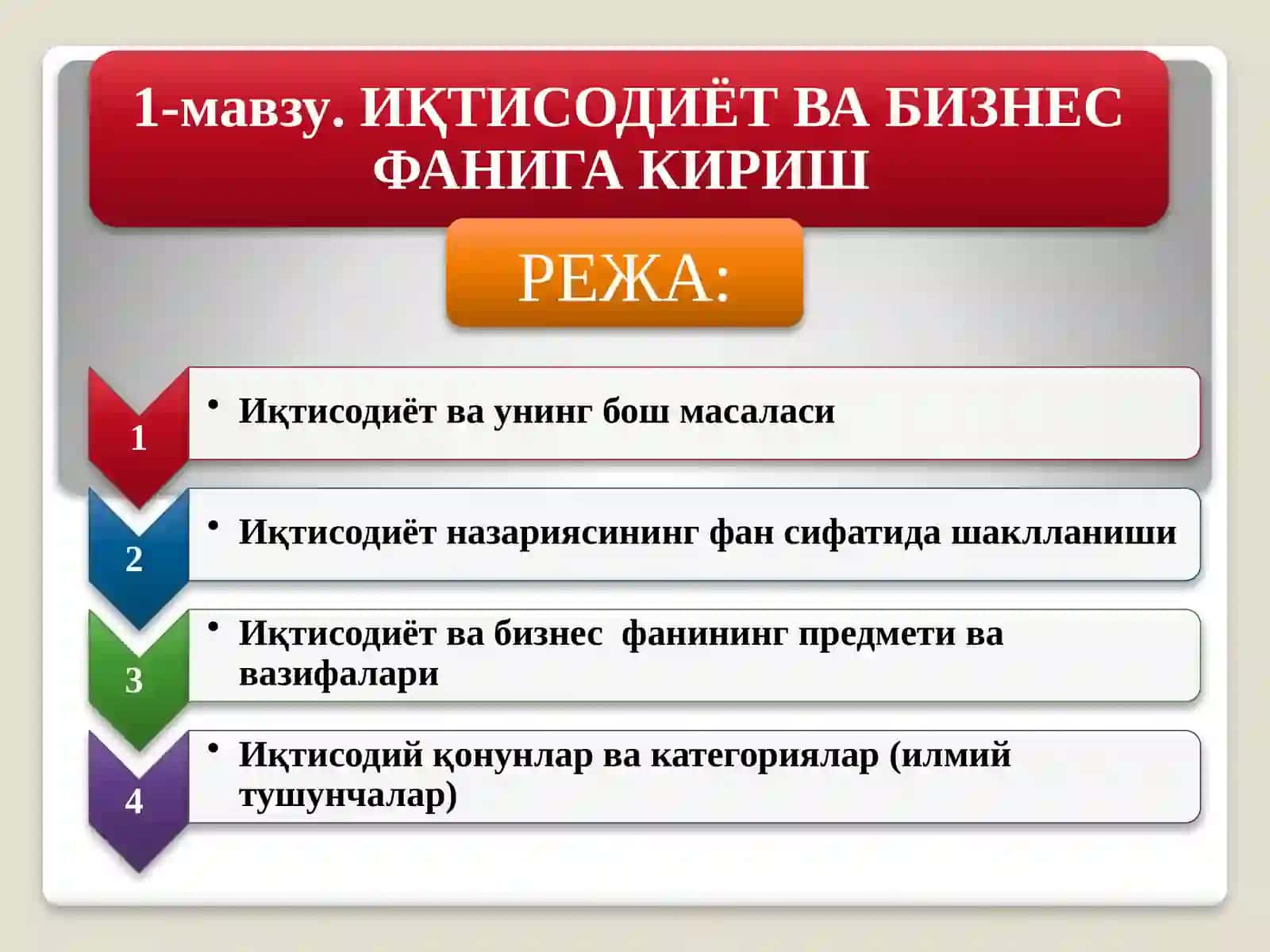 IQTISODIYOT VA BIZNES FANIGA KIRISH 2