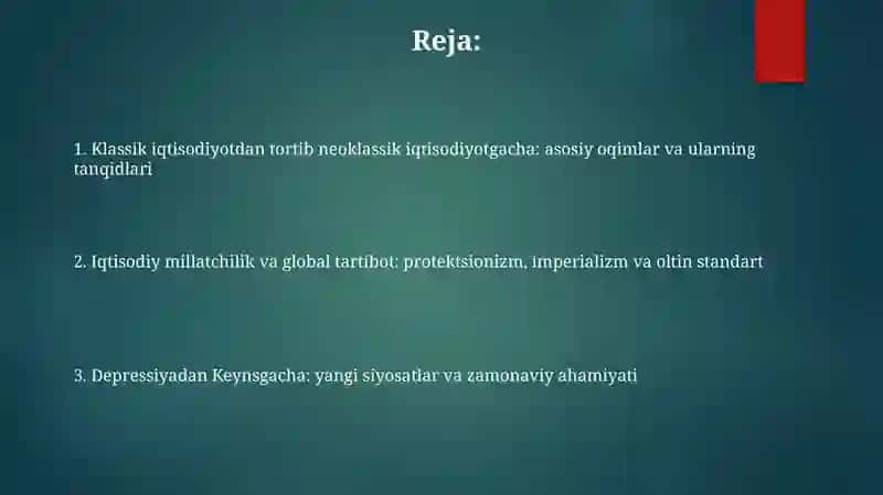 XIX asoroxiri- XXasrboshlarigaiqtisodiytaʼlimotlar 2