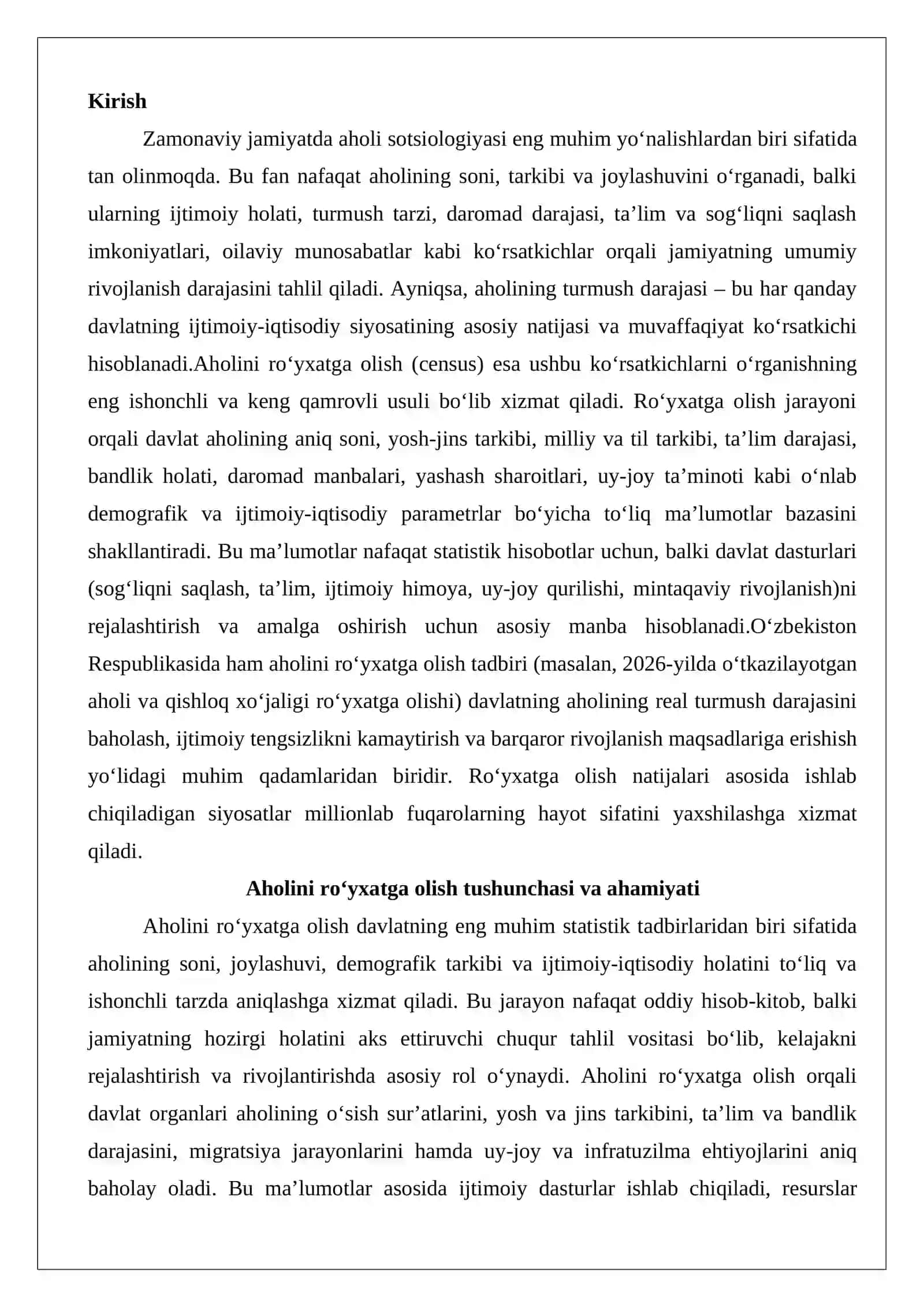 Aholini ro‘yhatga olish va aholi turmush darajasini o‘rganish 2