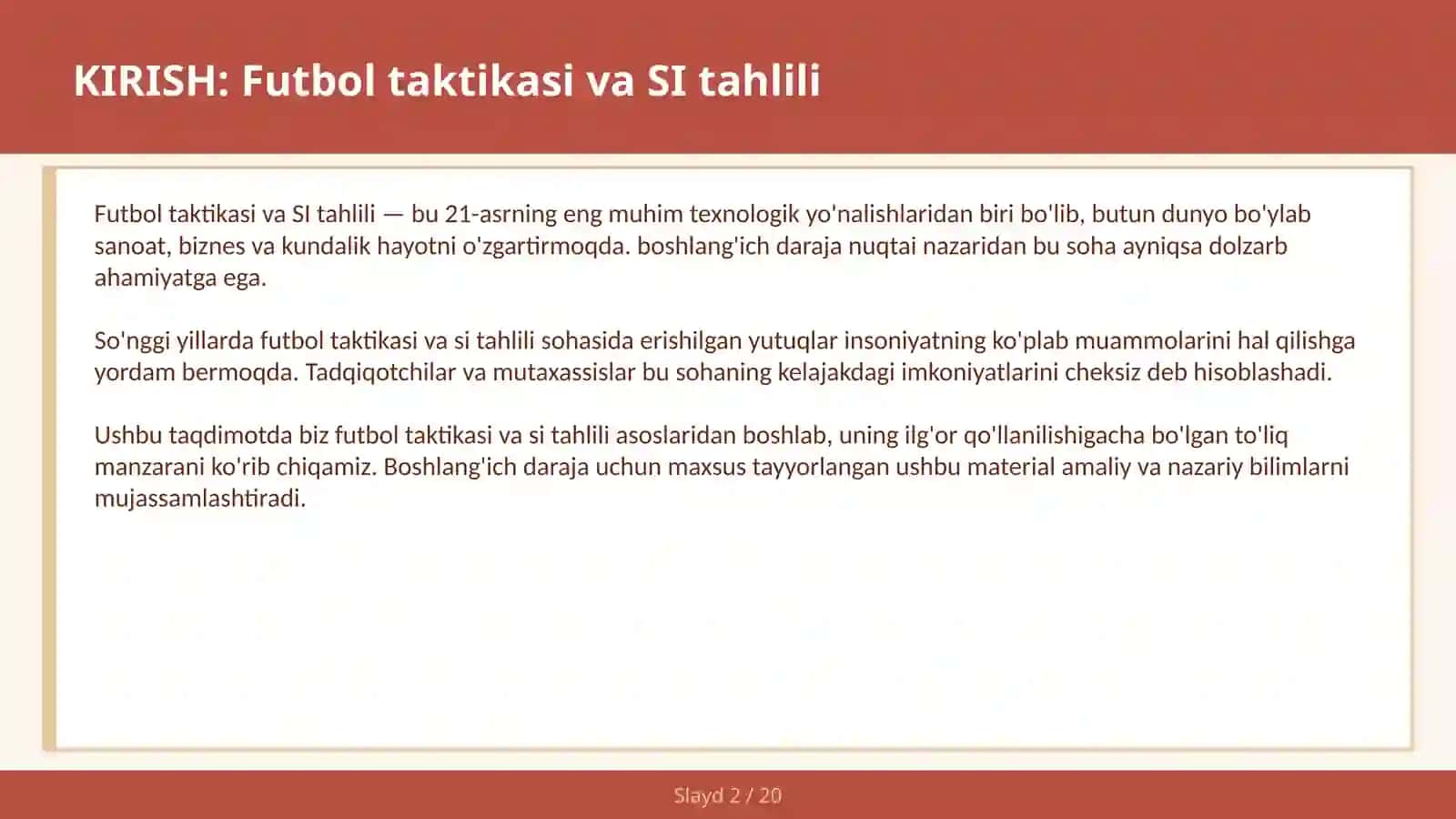 FUTBOL TAKTIKASI VA SI TAHLILI 2
