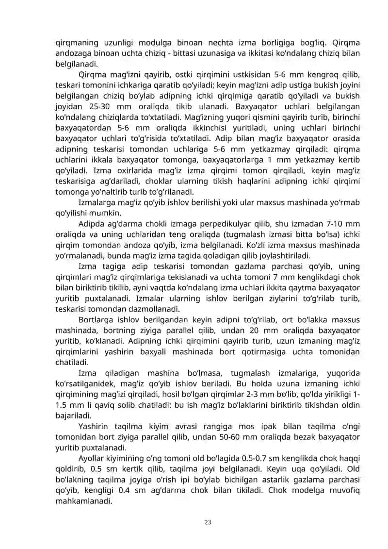 Ayollar pidjagining old bo’lagiga qoplama cho’ntaklarni tikish yashirin taqilmaga ishlov berish 2