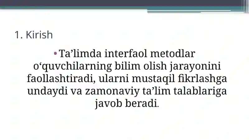 Matematika o‘qitishda interfaol metodlar: imkoniyatlar va samaradorligi 2