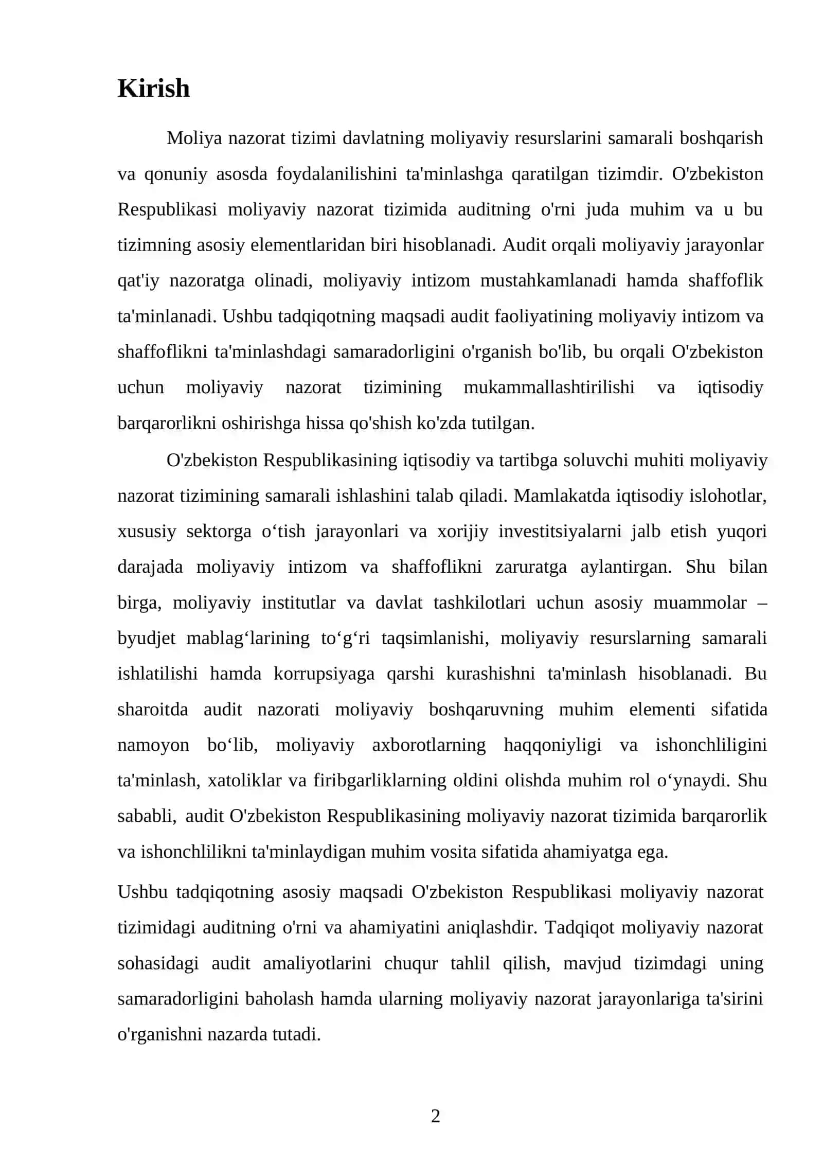 O'zbekiston Respublikasi moliyaviy nazorat tizimida auditning roli 2