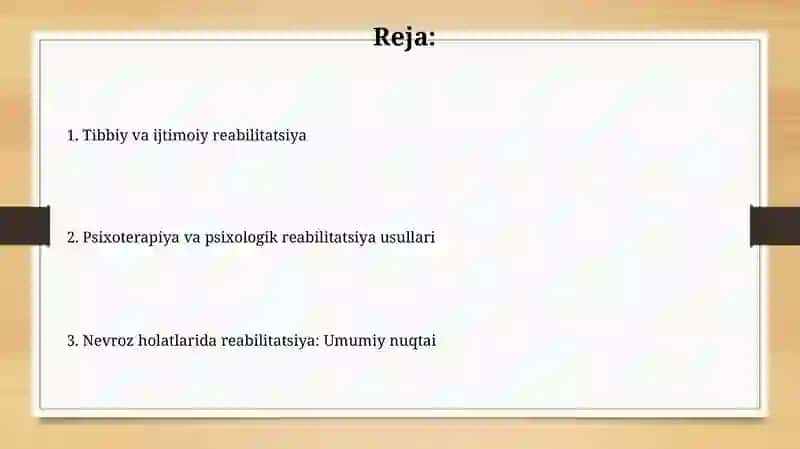Nevroz holatlarida (isteriya, psixosteniya nevrosteniya) reabilitatsiya 2