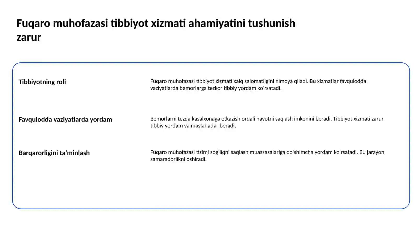 Fuqaro muhofazasi tibbiyot xizmati, vazifasi, tashkiliy tamoyillari 2