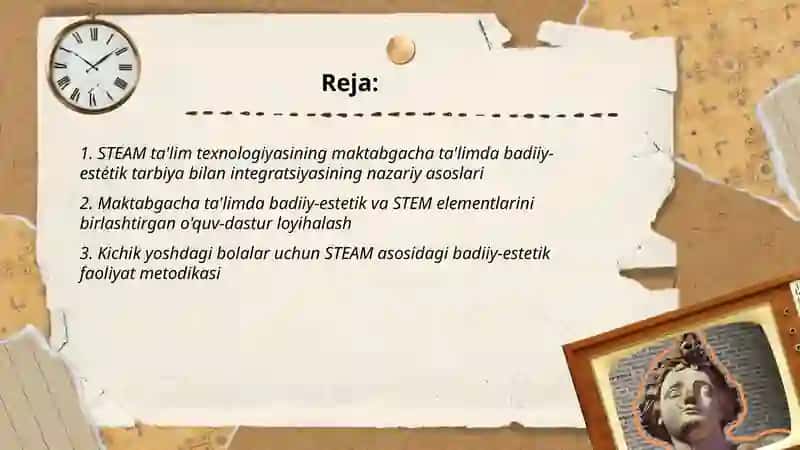 Maktabgacha taʼlimlar va badiy estetik tsrbiyaning imtegratsiyanda STEAM taʼlim texnologiyasidan foydalanish 2