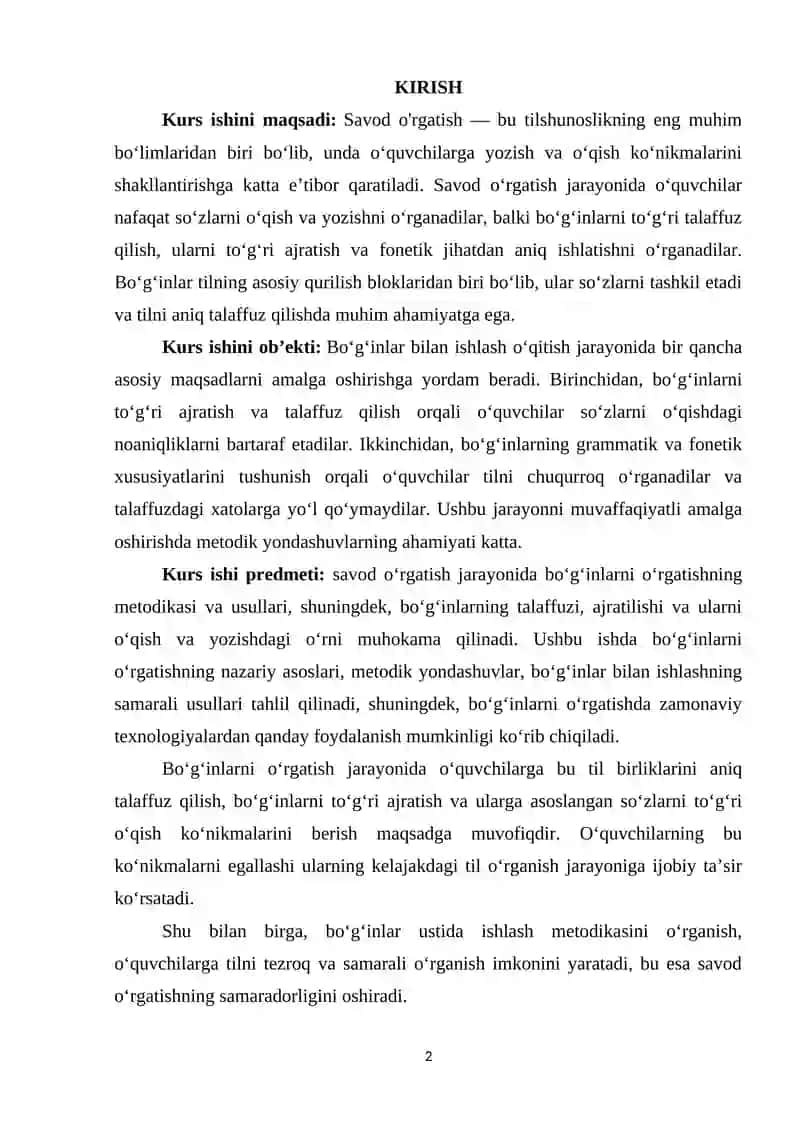 Savod o'rgatish davrida bo'g'in ustida ishlash 2