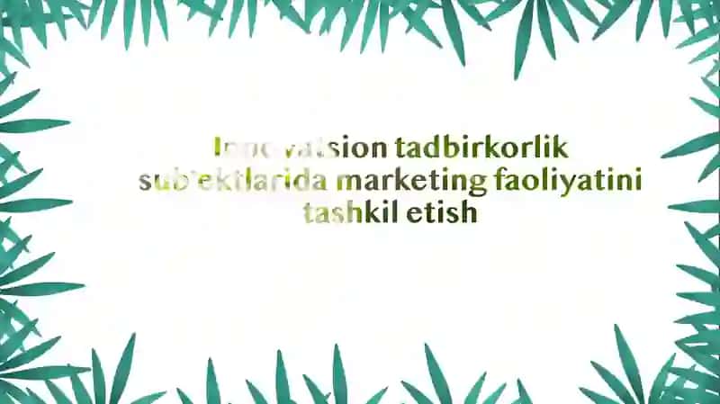Innovatsion tadbirkorlik sub’ektlarida marketing faoliyati 2