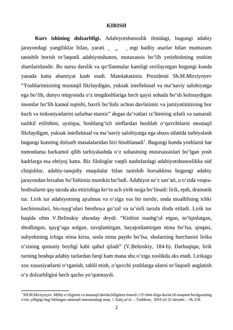 Lirik turga mansub janrlar va ularning o‘zbek mumtoz adabiyotida tutgan o‘rni 2