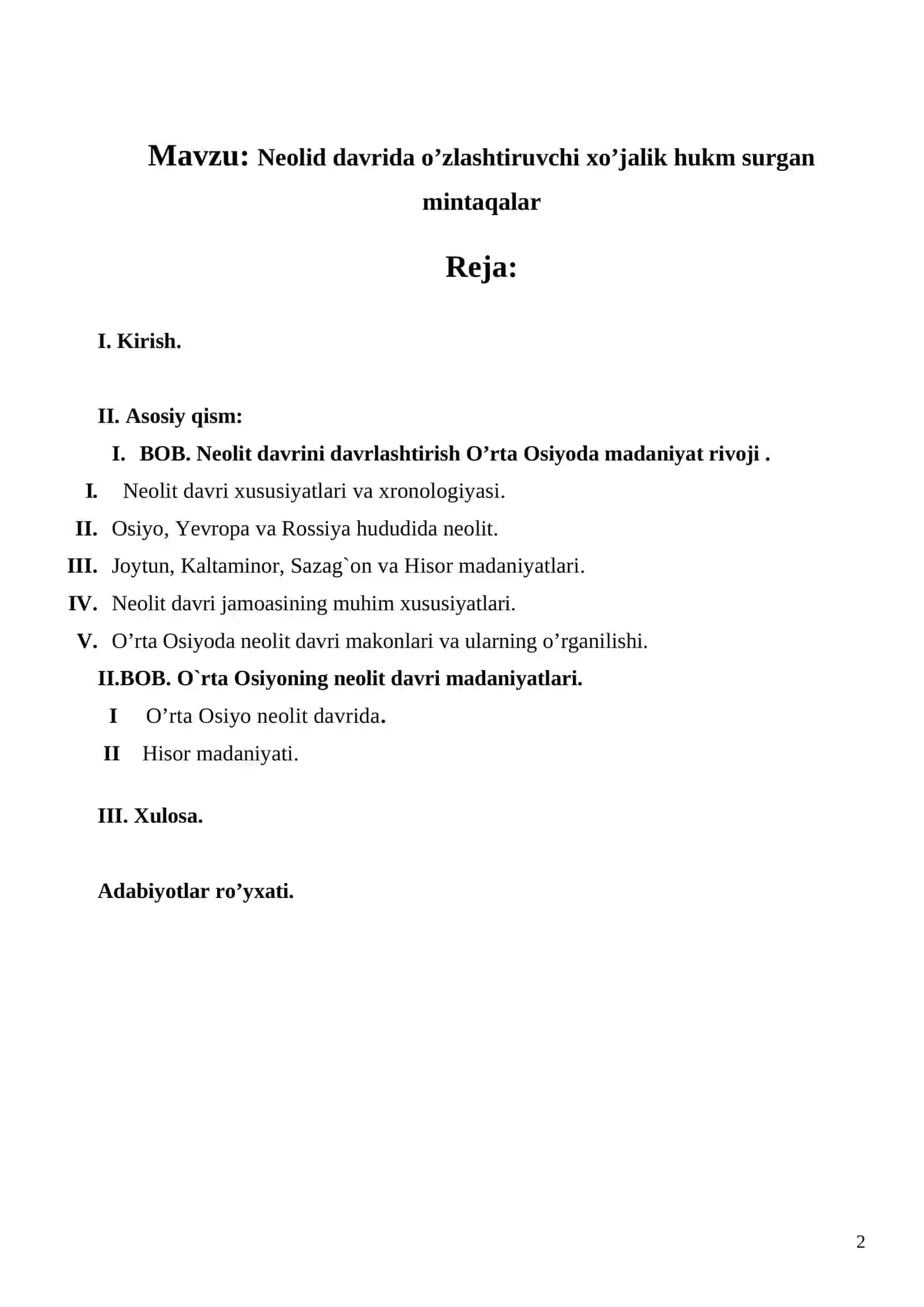 Neolid davrida o’zlashtiruvchi xo’jalik hukm surgan mintaqalar 2