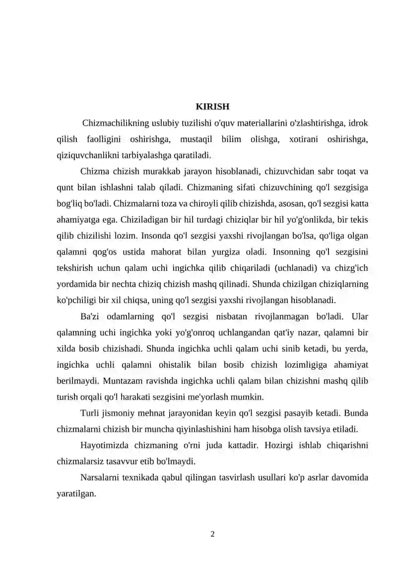 Chizmachilik fanining maqsad va vazifalari 2