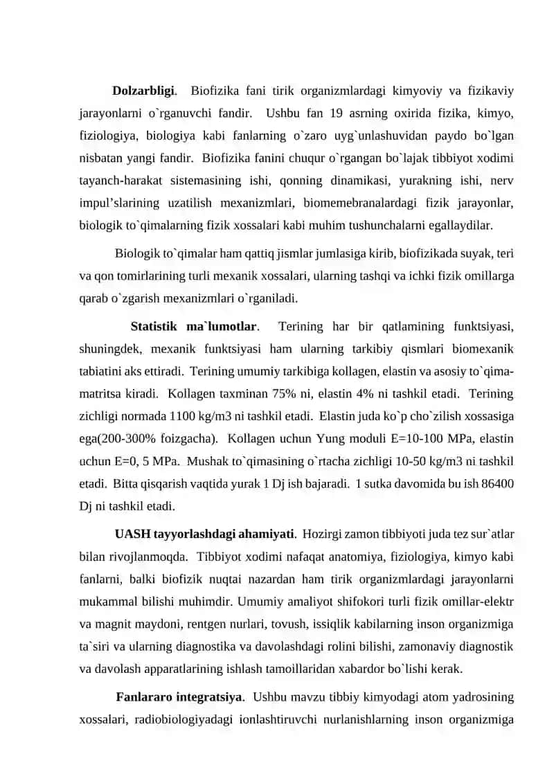 Biofizika fanining vazifalari 2