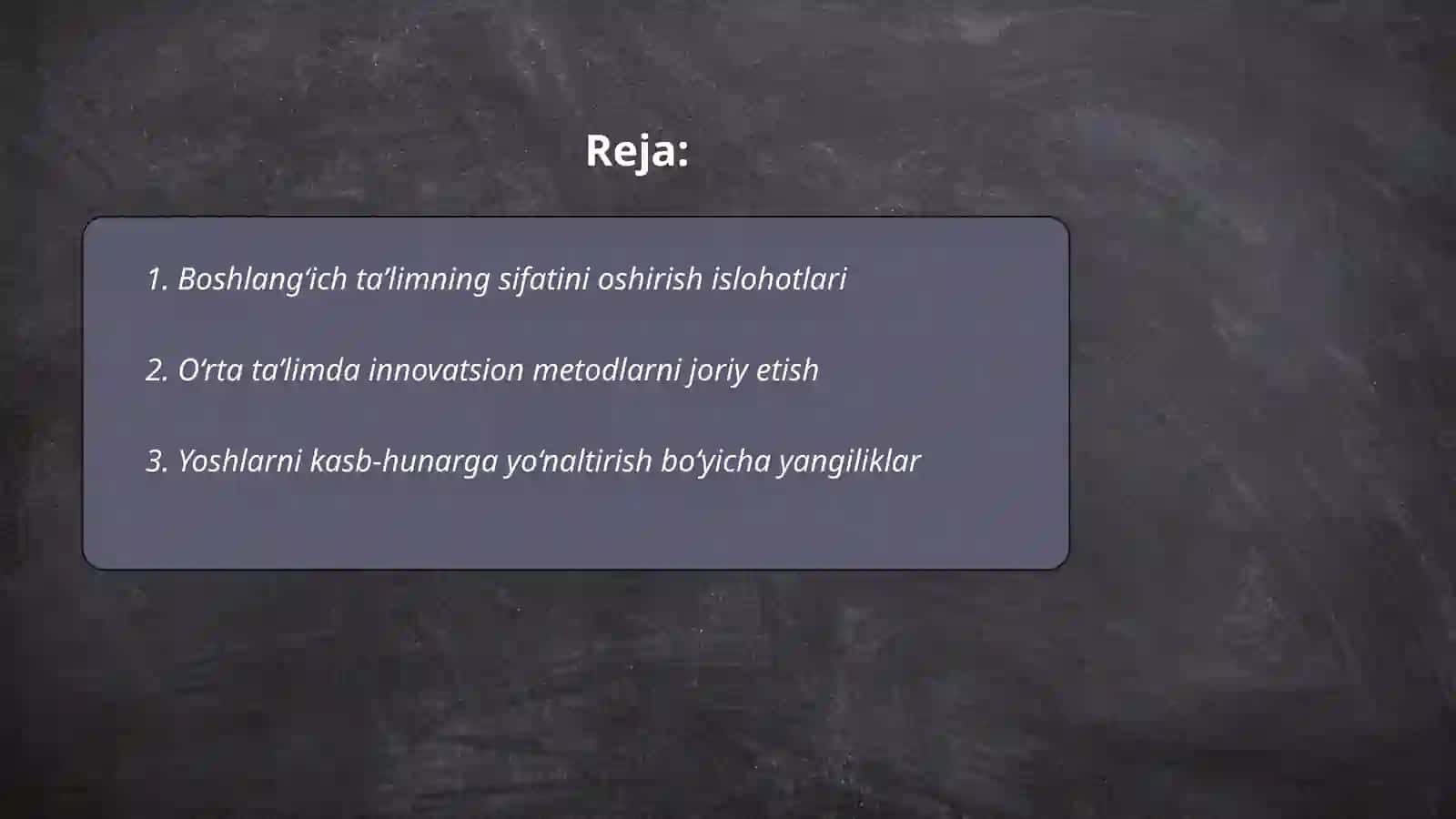 OʻZBEKISTON RESPUBLIKASIDA TA'LIM SOHASIDA AMALGA OSHIRILGAN ISLOHATLAR 2