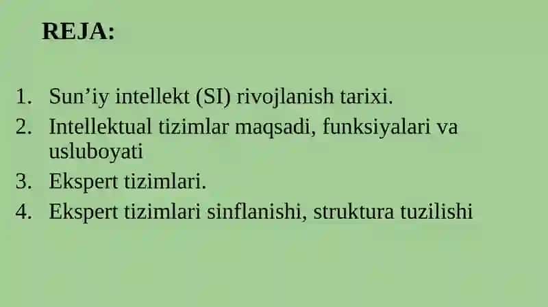 MA’RUZA: INTELEKTUAL MASALALAR 2