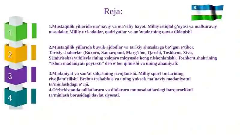 Mustaqillik yillarida buyuk ajdodlarimiz xotirasiga bo'lgan e'tibor va tarixiy shaharlasrimiz yubilaylarining xalqaro miqyosida nishonlanishi 2