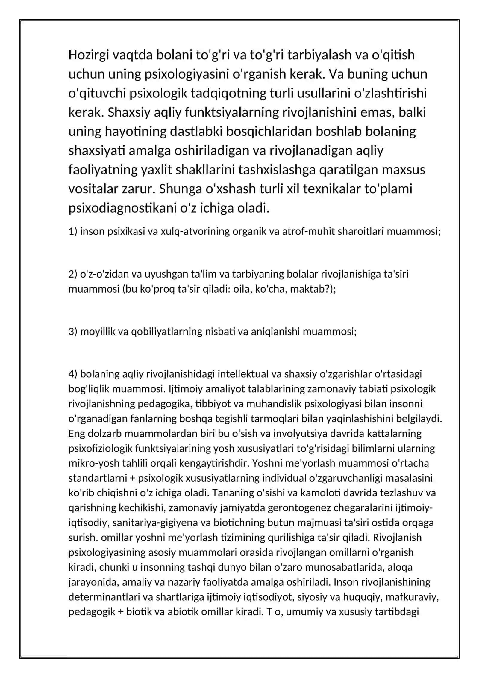 Bolalar psixologiyasi muammolarining o’rganilishi 2