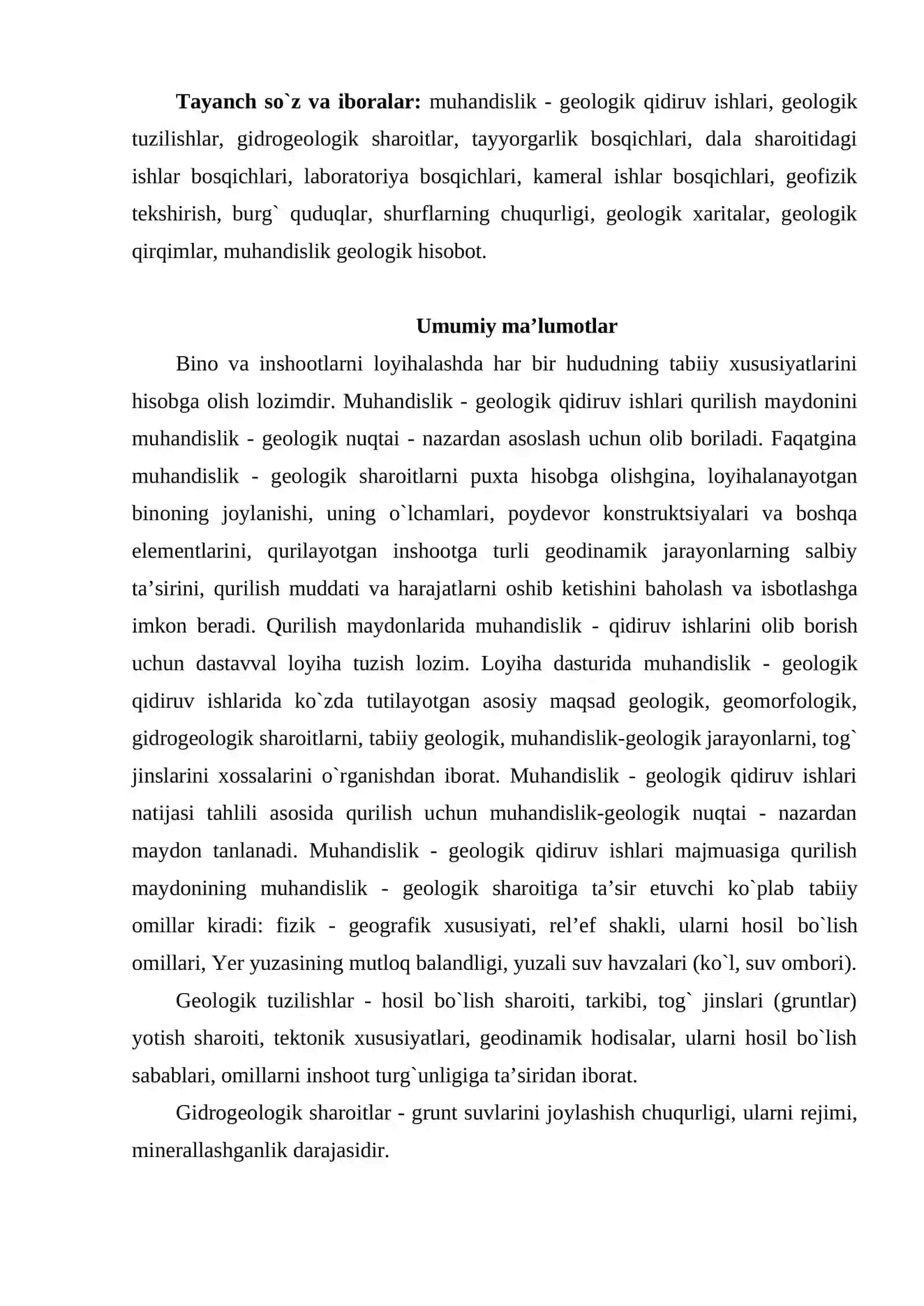 Muhandislik gidrometeorologik qidiruv ishlarining tarkibi 2
