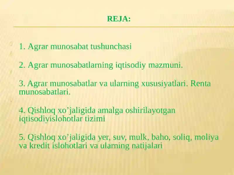AGRAR MUNOSABATLAR VA ULARNI BOZOR TIZIMIDAGIXUSUSIYATLARI 2