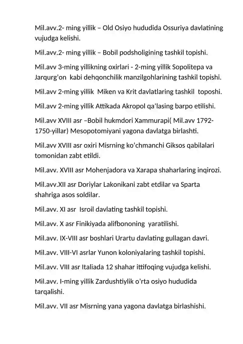 Tarix Qadimgi Dunyo Xronologiya 2022 2