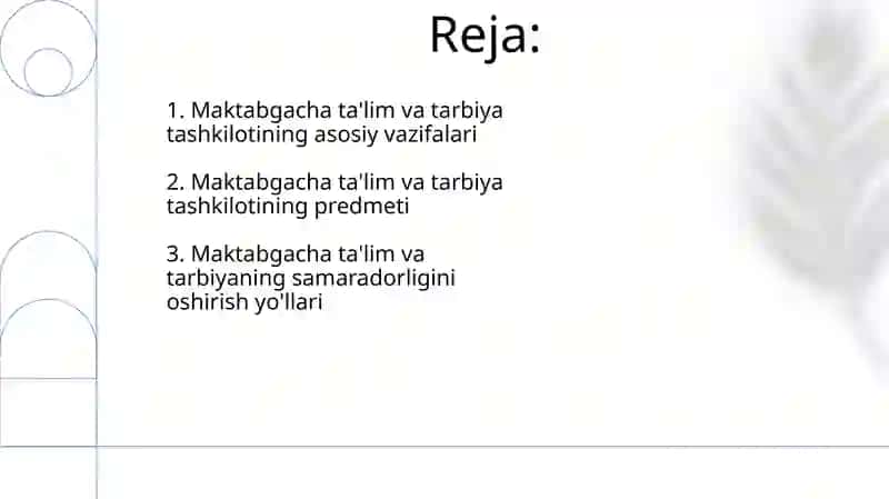 Maktabgacha taʼlim tarbiyani tashkil etish fanining predmeti va asosiy vazifalari 2
