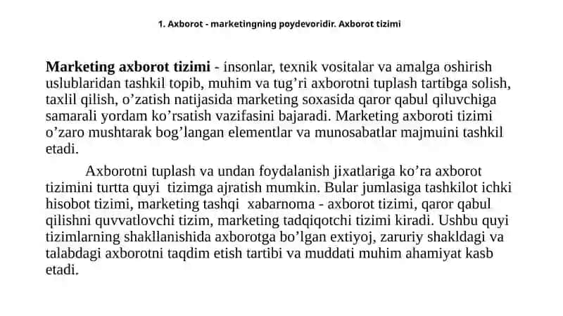 Marketing Tadqiqotlari va Axborot Tizimlari 2