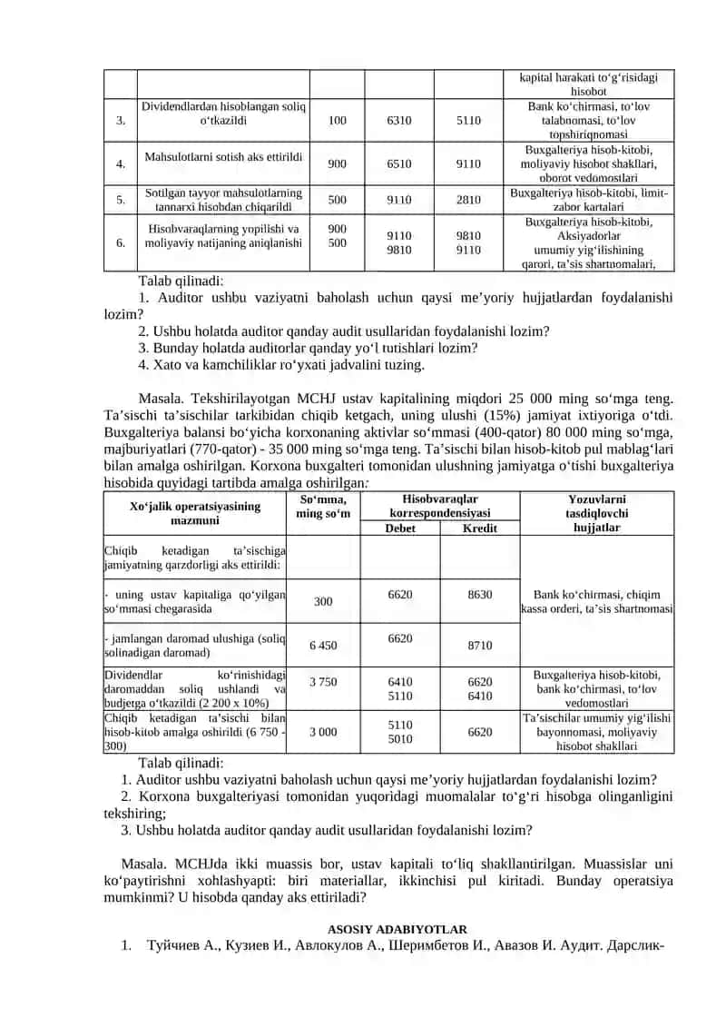 Xususiy Kapital va Ta'sischilar Audit 2